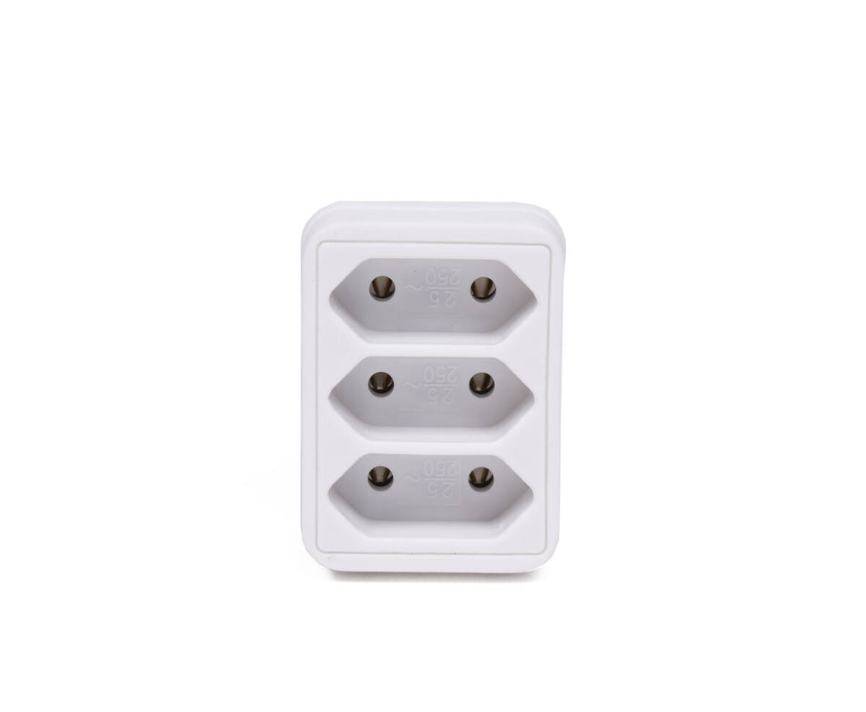 Steckdosen- Adapter EU flach 3-fach weiss