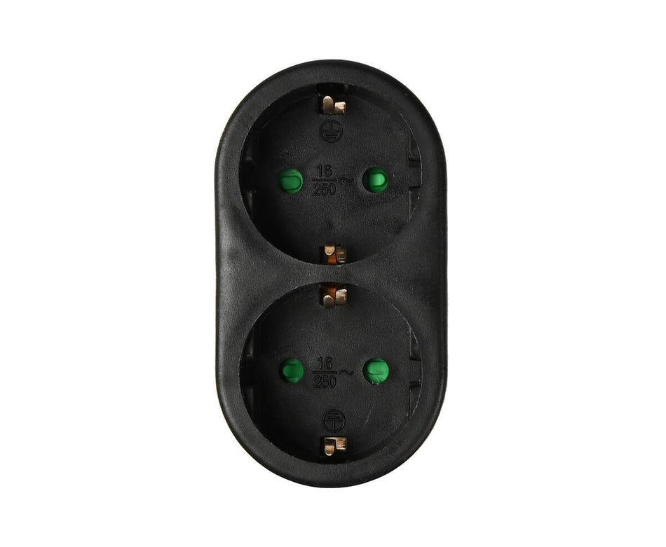 Steckdosen- Adapter Schuko rund 2-fach schwarz