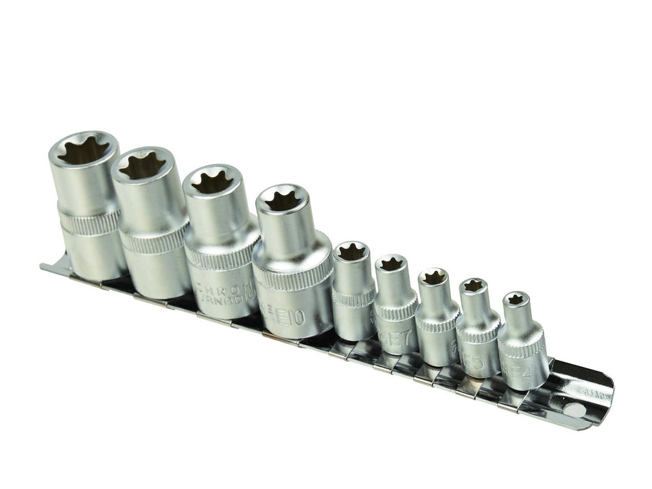 TORX- Steckschlüsselsatz E4-E16 1/4 & 1/2 Zoll Antrieb 9-tlg.