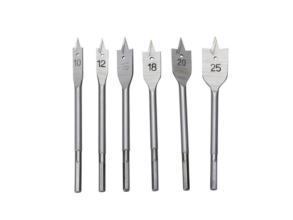 Flachholzbohrer Flachfräser 6-tlg. 10, 12, 16, 18, 20, 25mm