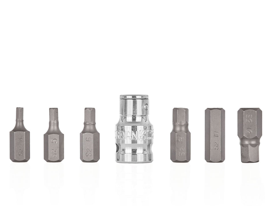 Sechskant-Bit-Satz + 1/2" Adapter 7-tlg.
