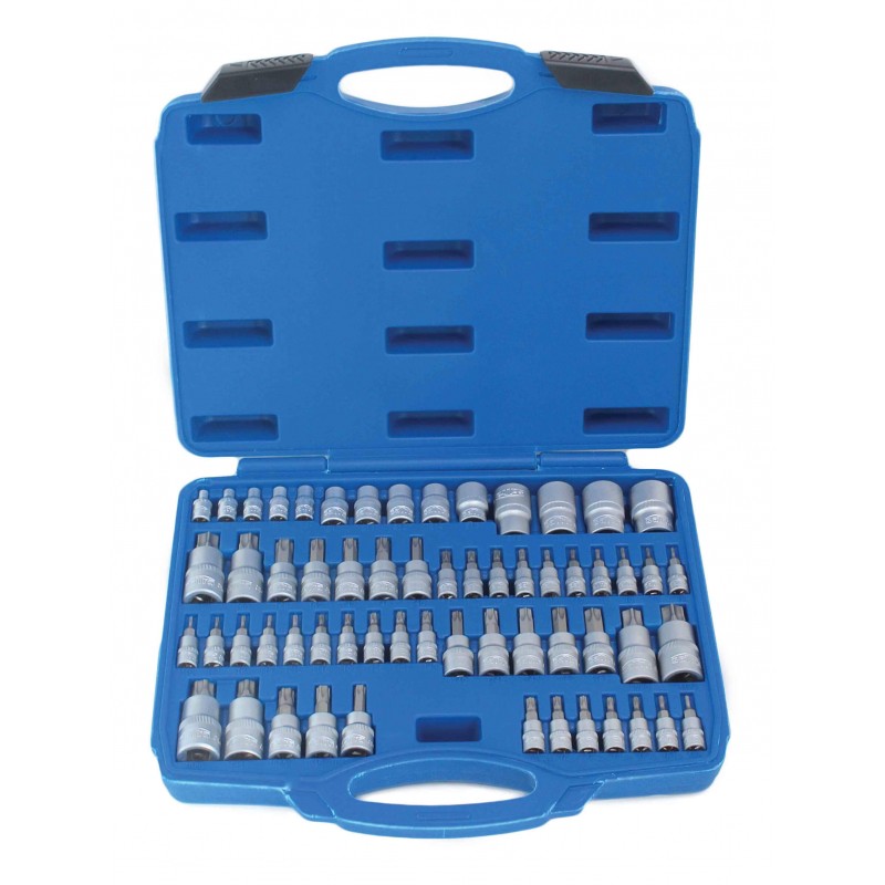 TORX Steckschlüssel Satz | 60-tlg. | T-Profil T6 - T70 E-Profil E4 - E24